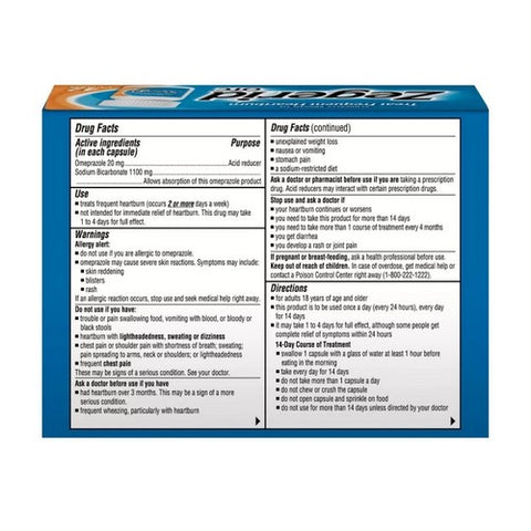 Zegerid Otc, Omeprazole And Sodium Bicarbonate Acid Reducer for Frequent Heartburn, 42 caps