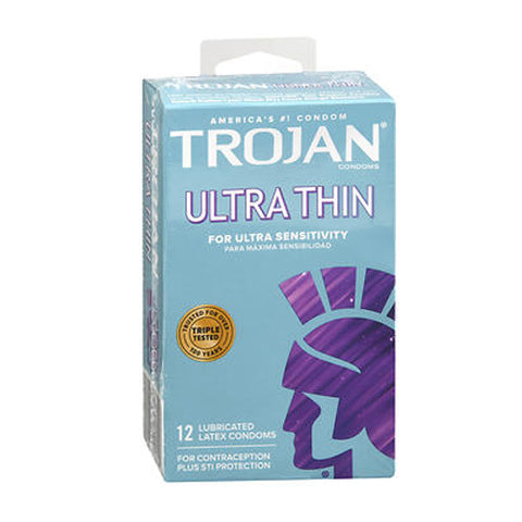 Trojan, Ultra Thin For Ultra Sensitivity Lubricated Condoms, 12 each