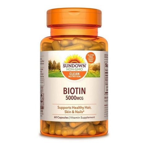 Sundown Naturals, Biotin, 5000 mcg, 60 tabs