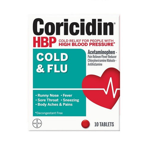Afrin, Coricidin Hbp Cold/Flu Tabs, 10 tabs