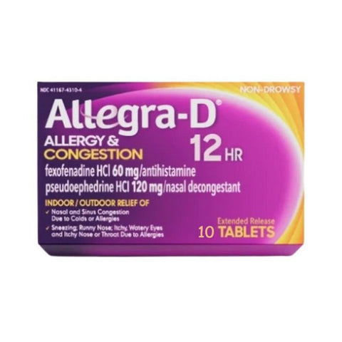 Allegra, 12 Hour Allergy Congestion Extended Release Tablets, 120 mg, 10 tabs