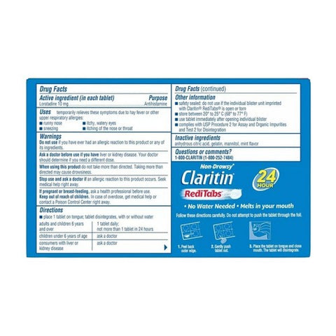 Claritin, 24 Hour Allergy Reditabs, 30 tabs