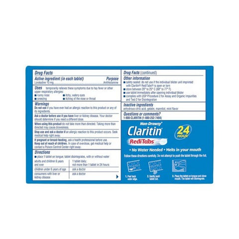 Claritin, 24 Hour Allergy Reditabs, 10 tabs