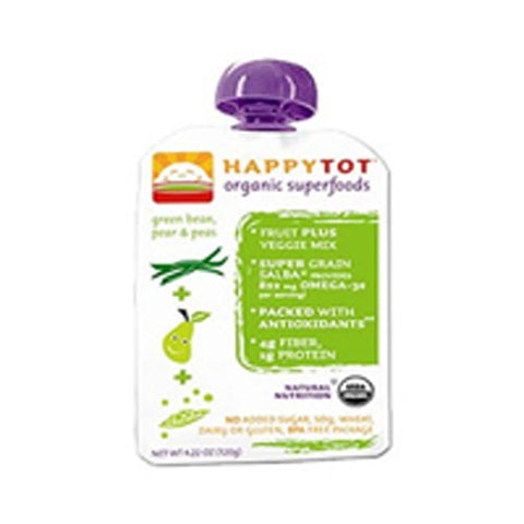 Happy Baby Food, Organic Superfoods Green Bean Pear and Peas Stage 4, 4.22 Oz(Case Of 16)
