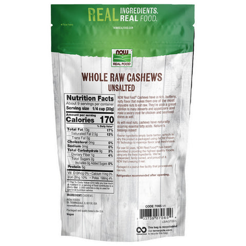 Now Foods, Whole Raw Cashews Unsalted, 10 oz
