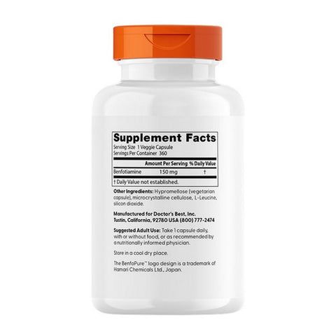 Doctors Best, Benfotiamine, 150 mg, 360 Veggi Caps