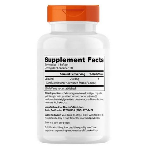 Doctors Best, Ubiquinol Featuring Kaneka's QH, 200 mg, 30 Softgels