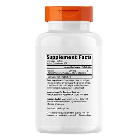 Doctors Best, Ubiquinol Featuring Kanekas QH, 200 mg, 120 Softgels