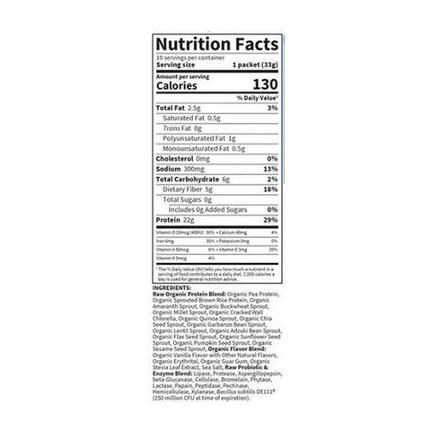 Garden of Life, RAW Organic Protein, Vanilla 1 Tray