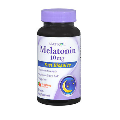 Natrol, Melatonin Maximum Strength Fast Dissolve Sleep Aid, 10 mg, 60 Count / Strawberry