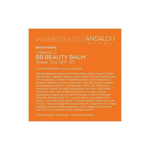 Andalou Naturals, Vitamin C BB Beauty Balm Sheer Tint SPF 30, 2 Oz