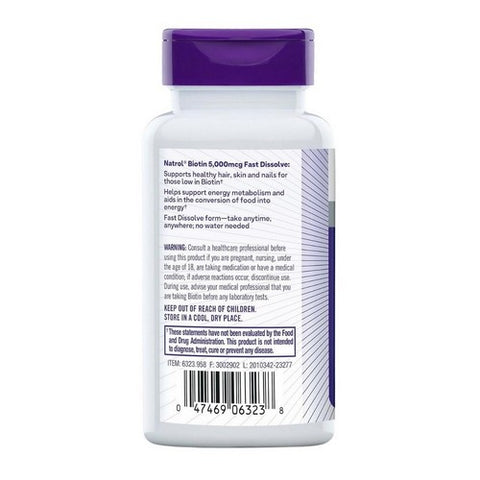 Natrol, Biotin Fast Dissolve, 5000 MCG, 90 TABS