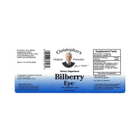 Dr. Christophers Formulas, Bilberry Eye, 475 mg, 100 vcaps