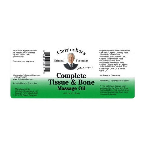Dr. Christophers Formulas, Complete Tissue and Bone Massage Oil, 4 Oz