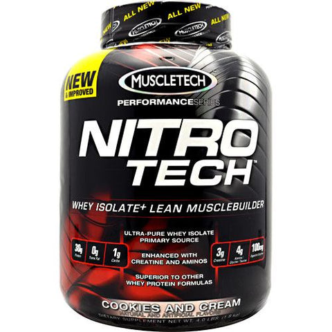 Muscletech, Nitro Tech Performance Series Whey Isolate, Cookies and Cream 4 lbs