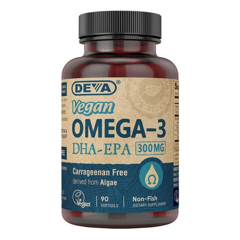 Deva Vegan Vitamins, Omega-3 Vegan DHA-EPA High Potency, 300 MG, 90 SOFTGELS