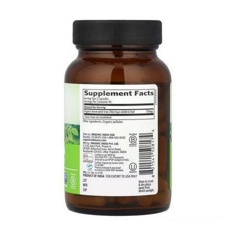 Organic India, Organic Moringa, 90 Caps