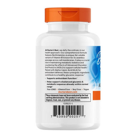 Doctors Best, Benfotiamine 150 + Alpha-Lipoic Acid 300, 60 Vcaps