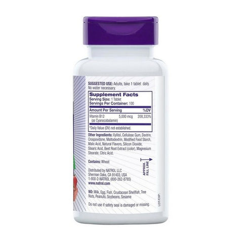 Natrol, Vitamin B12, 5000 mcg, 100 Tabs