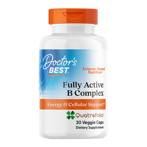 Doctors Best, Fully Active B Complex with Quatrefolic, 30 Veggie Caps