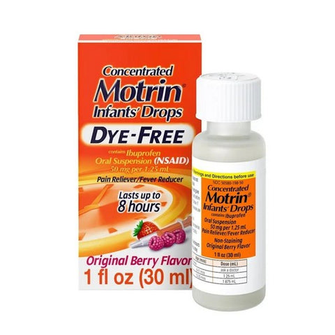Motrin, Concentrated Dye-Free Infants Drops, 50 mg, Original Berry Flavor 1 oz