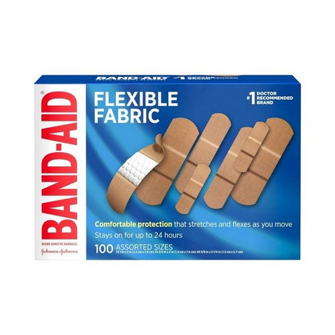 Band-Aid, Flexible Fabric Adhesive Bandages Assorted, 100 each
