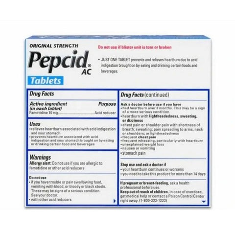 Pepcid, Acid Reducer Tablets Original Strength, 30 Tablets
