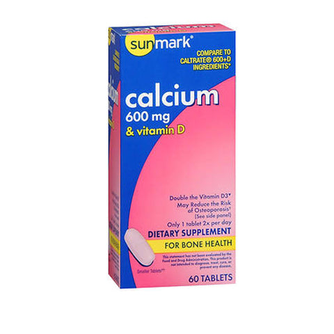 Sunmark, Calcium With Vitamin D Tablets, 600 mg, 60 Tabs