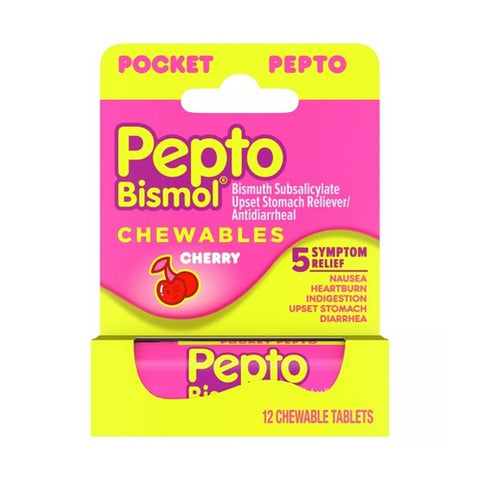Pepto-Bismol, To Go Chewable Cherry, 12 Tablets