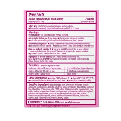 Dulcolax, Laxative Tablets for Women, 5 mg, 25 Tabs