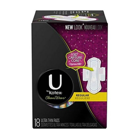 U By Kotex, Clean Wear Pads Regular, 18 Each