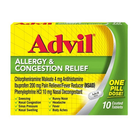 Advil, Allergy Congestion Relief Coated Tablets, 10 Tabs