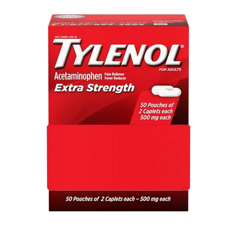Tylenol, Pain Relief Extra Strength Acetaminophen Caplet, 500mg, 100 Each