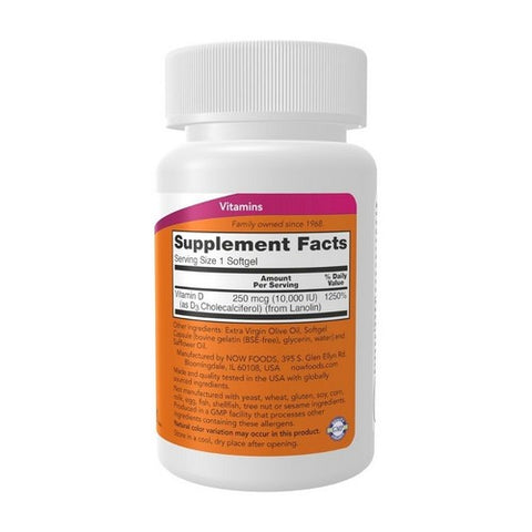 Now Foods, Vitamin D3, 10,000 IU, 120 Softgels