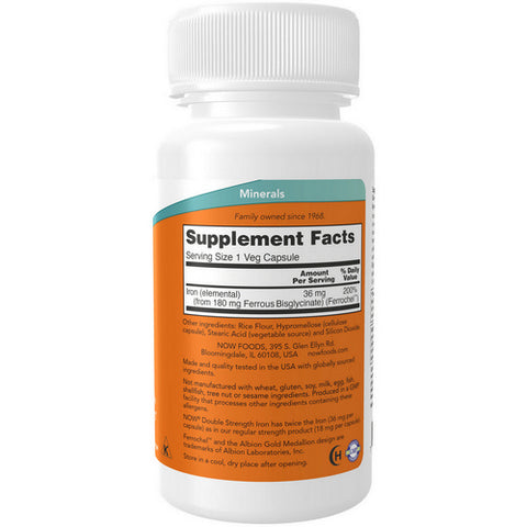 Now Foods, Iron 36 mg Double Strength, 90 Vcaps