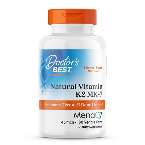 Doctors Best, Natural Vitamin K2 MK-7 with MenaQ7, 45 Mcg, 180 Veggie Caps
