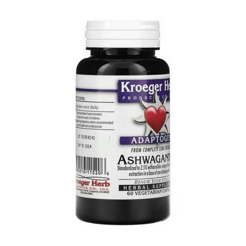 Kroeger Herb, Ashwagandha, 60 Caps