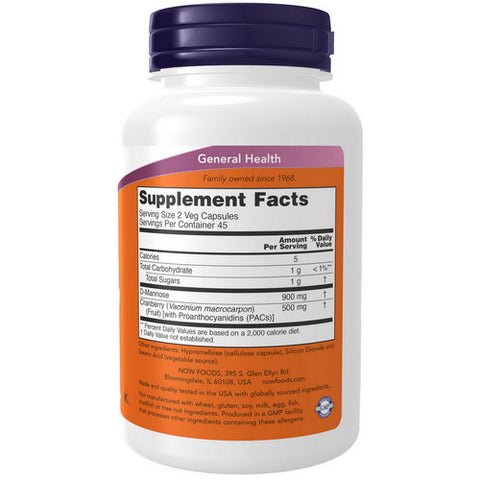 Now Foods, Mannose, 90 Vcaps, Cranberry