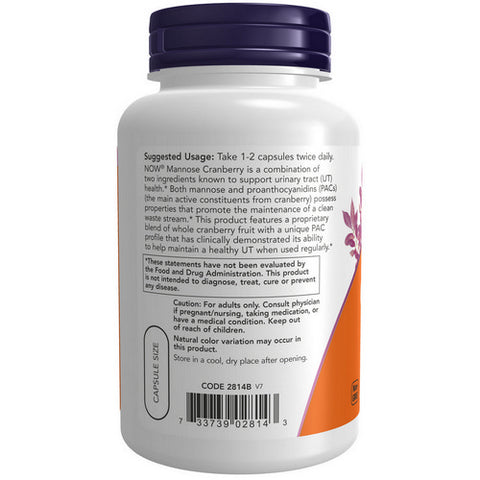 Now Foods, Mannose, 90 Vcaps, Cranberry