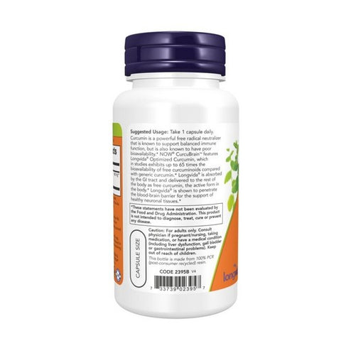 Now Foods, CurcuBrain, 400 mg, 50 Vcaps