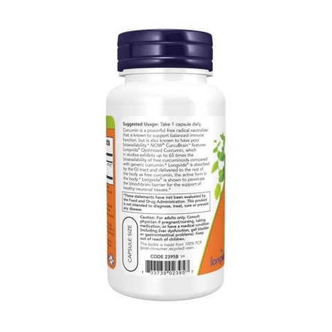 Now Foods, CurcuBrain, 400 mg, 50 Vcaps