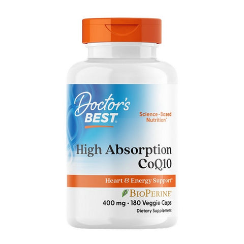 Doctors Best, High Absorption CoQ10 with BioPerine, 400 mg, 180 Vcaps