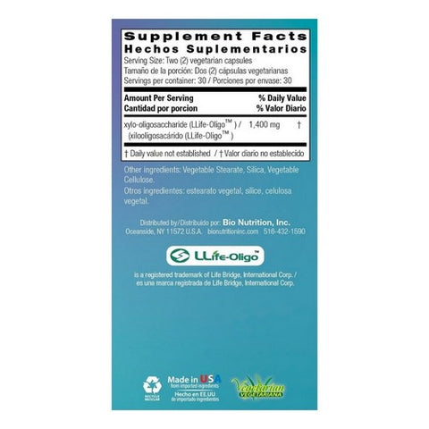 Bio Nutrition Inc, Pre-Biotic Fiber With LLife-Oligo, 1400 mg, 60 Veg Caps
