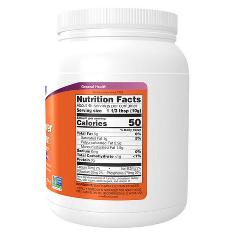 Now Foods, Sunflower Lecithin Pure Powder, 1 lb
