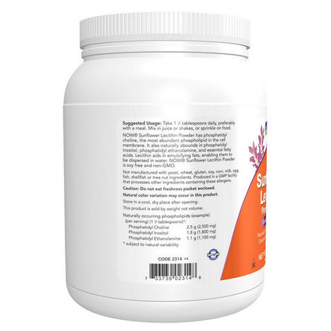Now Foods, Sunflower Lecithin Pure Powder, 1 lb