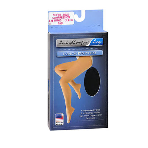 Scott Specialties, Loving Comfort Fashion Pantyhose Sheer Mild, Black,Large Each