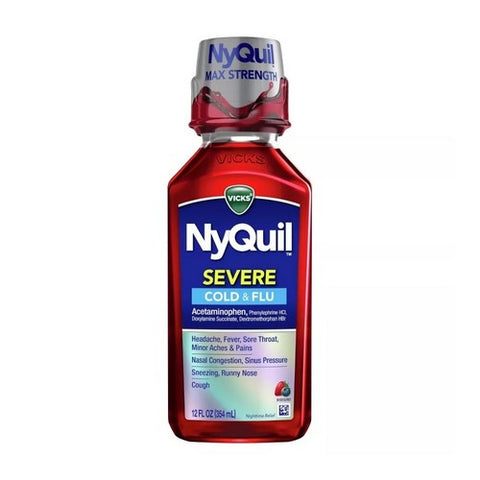 Procter & Gamble, Vicks NyQuil Severe Cold & Flu Liquid, Berry 12 oz
