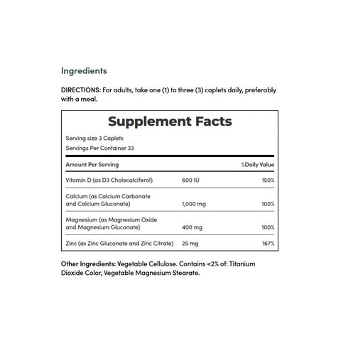 Nature's Bounty, Calcium Magnesium Zinc Caplets, 100 Caplets