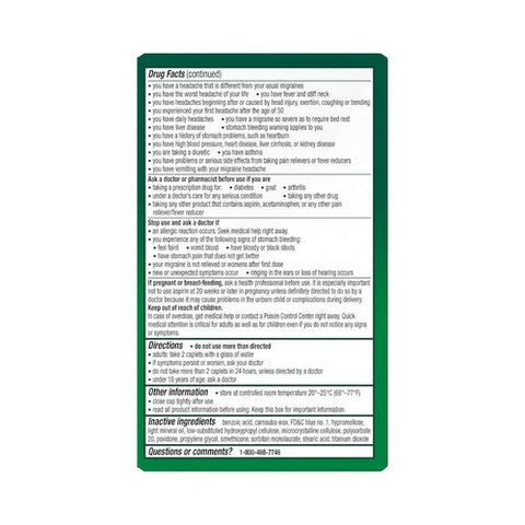 Novartis Consm Hlth Inc, Excedrin Migraine Caplets, 200 Caps