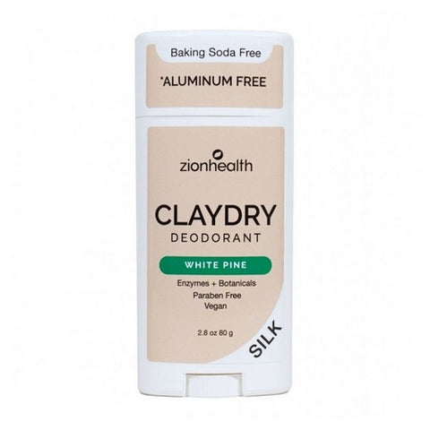 Zion Health, Claydry Silk Deodorant, White Pine 2.5 Oz